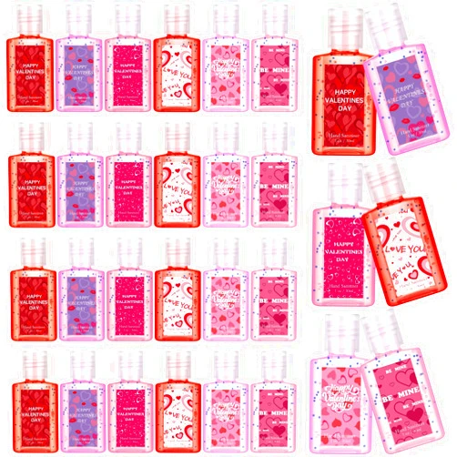 Frienda 24 Packs Valentine's Day Mini Hand Sanitizers Bulk Valentine Conversation Heart Bundle Hand Sanitizer Natural Plant Fragrance Travel Size Hand Soap for Thank You Gifts Valentine Party Favors
