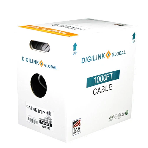 DG Network Solutions DG Cat6 Riser (CMR), 1000ft, Unshielded, 24AWG, with Spline (+), Solid Bare Copper, 600MHz, ETL Listed, Indoor/Home/Commercial Use, Bulk Ethernet Cable, White