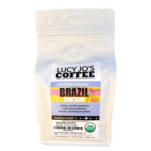 Lucy Jo's Coffee, Organic Brazil, Low Acid, Medium Roast, Ground, 11 oz.