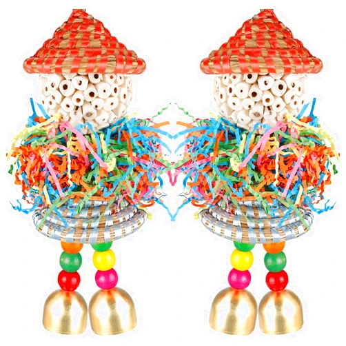 BBjinronjy Conure Toys, Bird Toys Parrot Foraging Shredder Hanging Toys Sola Balls with Bell for Small Parrots Parakeets Cockatiel Conures Love Birds Budgie Cage Toy (Hat Girl M)
