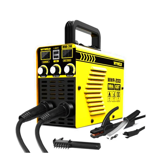 MYYWELD Mini Welder Portable, Digital Display MWA-200 ARC Welding Machine,110V MMA Welder machine with Hot Start, Arc force, Anti-Stick, USB charging ports