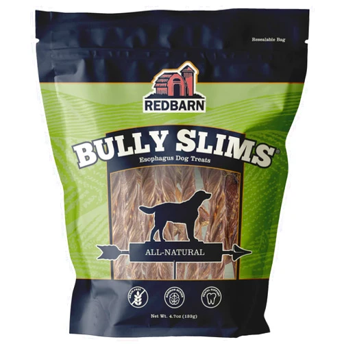 Redbarn Pet Products Redbarn All-Natural Bully Slims Beef Esophagus Chew Treats - Premium Grain-Free High Protein Low Fat Rawhide Alternative with No Artifical Ingredients - 4.7 oz Bag