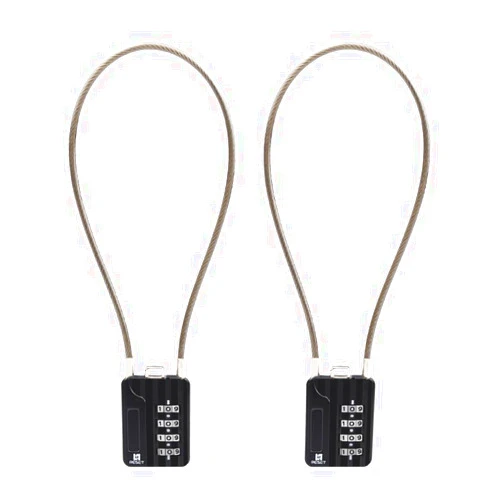 RESET-200 4 Digit Combination Padlock with 12 inches Steel Cable,Cable Lock for Locker Luggage Suitcase Gun Case Toolbox Helmet Black,2 Pack