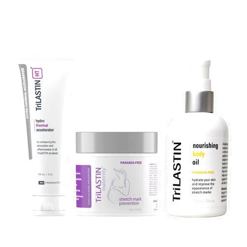 TriLASTIN Maternity Stretch Mark Bundle with Nourishing Body Oil and Hydro-Thermal Accelerator | 1 Month Supply of All-Natural, Paraben-Free, and Hypoallergenic Skincare Products
