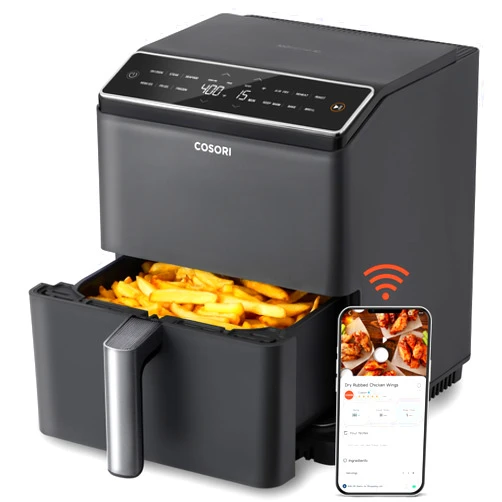 COSORI 6.8Qt Air Fryer, 12-in-1 Dual Blaze for 360° Crispy Meals, No Shaking & Preheating to Fast Cooking with Bake, Roast, Broil, 100+In-App Recipes, Dishwasher Safe