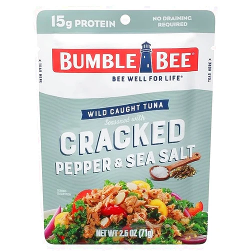 Generic Bumble Bee Wild Caught Cracked Pepper & Sea Salt Tuna 2.5 oz (71 g) 16 g of Protein
