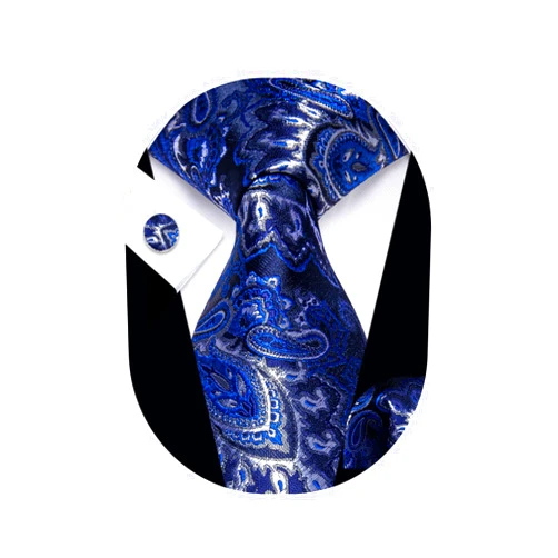 YourTies Paisley Tie Sets Floral Necktie Handkerchief Cufflinks Set Silk Woven Ties Business Wedding Party