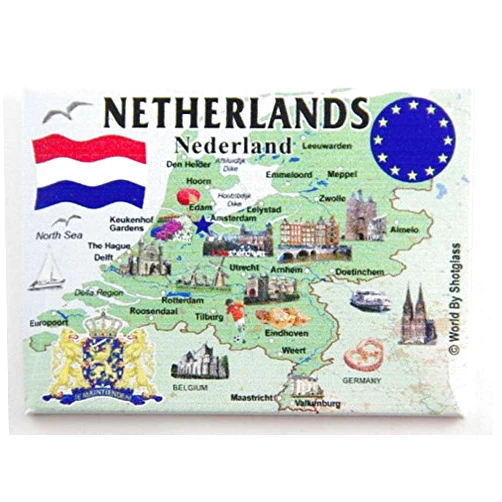 World By Shotglass Netherlands EU Series Souvenir Fridge Magnet 2.5