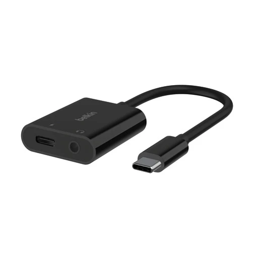 Belkin RockStar™ 3.5mm Audio with USB-C Charge Adaptor Included, USB-C Audio Adaptor Compatible with iPad Pro, Galaxy, Note, Google Pixel, LG G6, Sony Xperia, OnePlus and More - Black