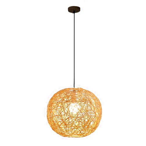 CHENKUI Boho Style Hanging Pendant Light Rattan Woven Lamp Shade Hollow Bamboo Basket Indoor Ceiling Light Shade Handwoven Bohemian Home Decor Chandelier for Living Room, Bedroom and Bathroom