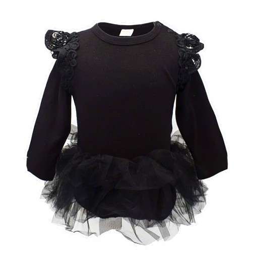 stylesilove.com Baby Girl Long/Cap Sleeve Ruffle Cotton Romper with Tulle Tutu Skirt