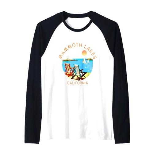 Mammoth Lakes Retro Souvenir Apparel Retro Mammoth Lakes Souvenir - Vintage lake Vacation Raglan Baseball Tee