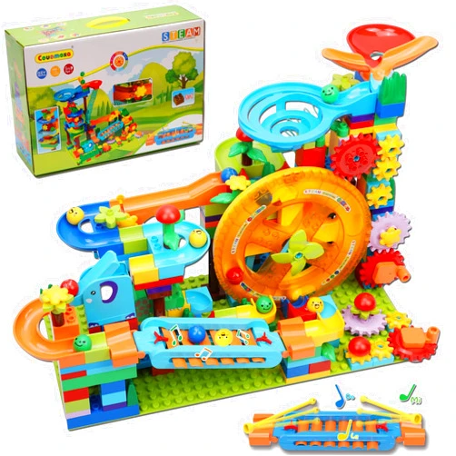 COUOMOXA Marble Run Building Blocks for Kid: 3 4 5 6 8 Year Old Montessori Education Preschool STEM Toy - Age 4-8 Kids Creative Puzzle Marbles Track - Christmas Birthday Gifts for Boys Girls