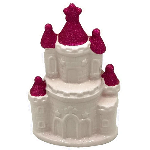 Lila and Jack Ceramic Pink Castle Bank 8.9 Inches x 5.5 Inches