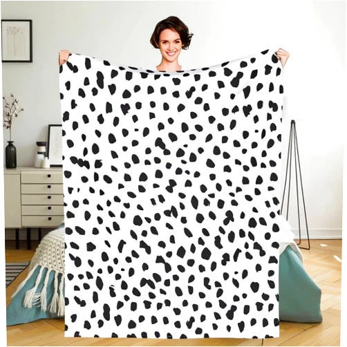 PAVQWEJ Flannel Throw Blanket, Dalmatian Print Blanket Home Decor Perfect for Bed and Sofa Blankets for All Season Microfiber Durable Couch Blankets (50x40inch)