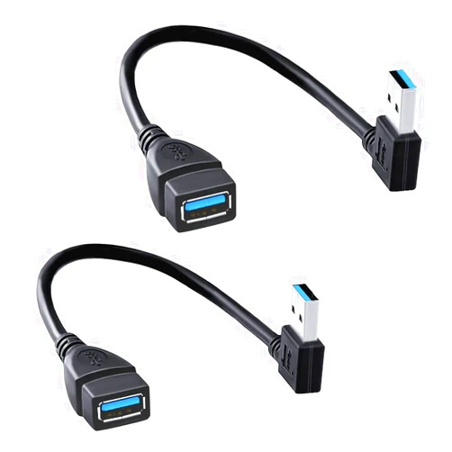 Oxsubor SuperSpeed USB 3.0 Male to Female Extension Data Cable Left and Right Angle 2PCS (20CM,8IN)