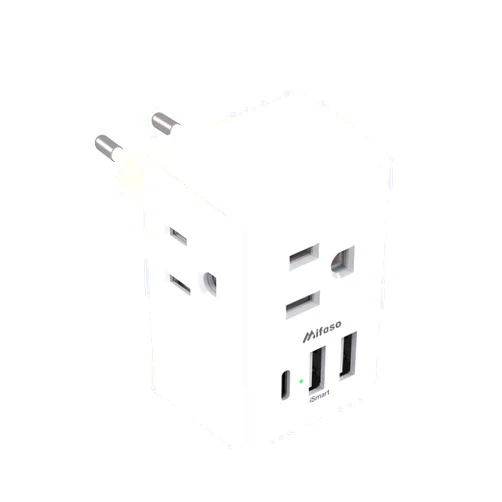 Mifaso European Travel Plug Adapter with USB Charging Ports(1 USB C), International Type C Power Adapter for US to Most of Europe EU Italy France Spain Germany Greece