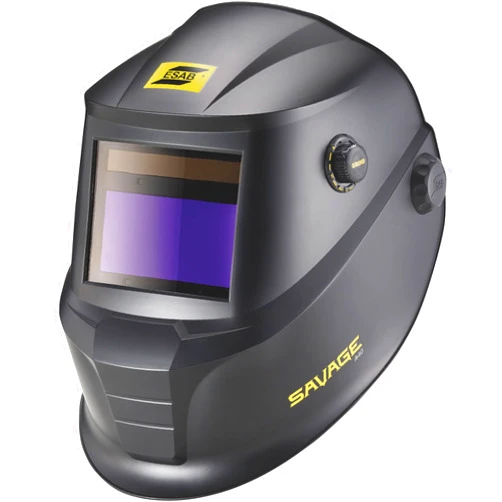 ESAB 0700000490 SAVAGE A40 Black Auto-Darkening Welding Helmet, External Shade Adjustment, Four Arc Sensor Auto Darkening, 3.93