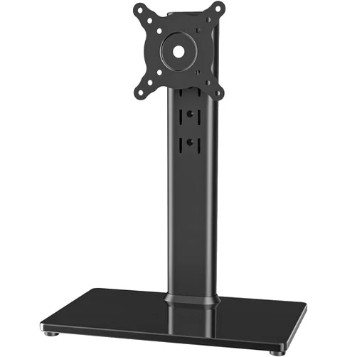 Hemudu Single LCD Computer Monitor Free-Standing Desk Stand Mount Riser for 13 inch to 32 inch screen with Swivel, Height Adjustable, Rotation, Vesa Base Stand Holds One (1) Screen up to 77Lbs(HT05B-001))