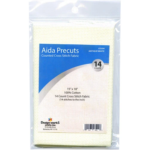 Design Works Crafts 14 Counted Cross Stitch-Antique Pre-Cut Aida Fabric, White,Gold