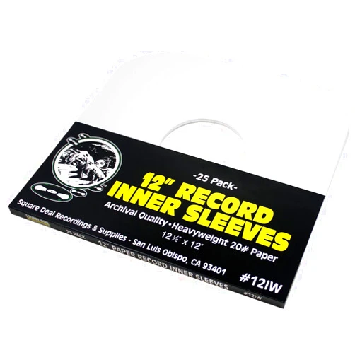 Square Deal Recordings & Supplies (25) Archival Quality Acid-Free Heavyweight Paper Inner Sleeves for 12 inch Vinyl Record Albums #12IW