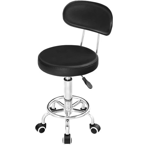HOOBRO Height Adjustable Rolling Stool, 360° Rotating Drafting Chair, Multi-Purpose Office Desk Chair, Rolling Swivel Salon Stool Chair, for Barber Shop, Nail Salon, Office, Black SB01BY01G1