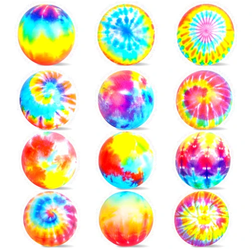 LovesTown 24PCS Tie-Dye Stress Balls, 2 Inch Squeeze Balls Bouncy Squeeze Toys for Kids School Carnival Reward Birthday Party Favor Gifts