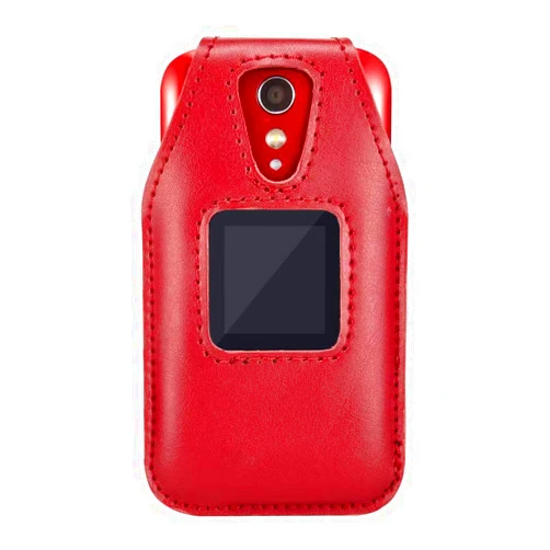 BELTRON Fitted Leather Case for GreatCall Lively Flip (Model: 4053S), Jitterbug Flip2, Features: Rotating Belt Clip, Screen & Keypad Protection, Secure Fit - Red