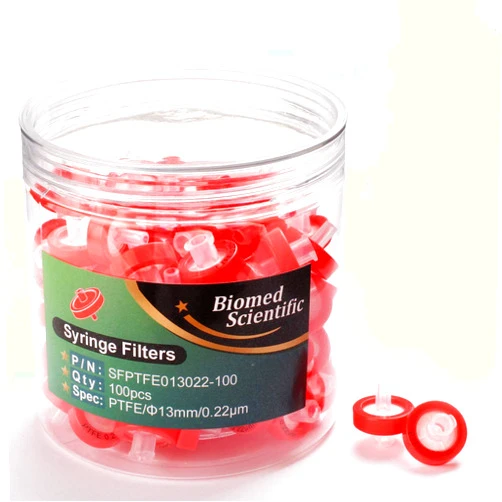 Biomed Solutions Syringe Filter Hydrophilic PTFE Membrane 13mm Diameter 0.22um Pore Size Non Sterile Pack of 100 by Bioemd Scientific