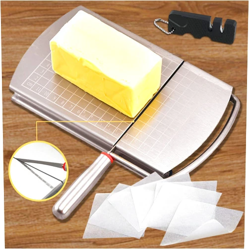 TENTOPMIC Cheese Slicer with Blade, Cheese Cutters for Block Cheese Heavy Duty Stainless Steel Precise Size Scale Cheese Slicer Cutter for Cutting Cheese Butter Vegetables (cheese slicer with Blade)