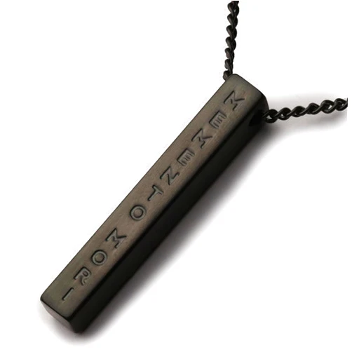 Stoic Muse Memento Mori Double Sided Pendant Bar Necklace Matte Black