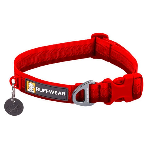 Ruffwear, Front Range Dog Collar, Adjustable Tubelok Webbing, Lightweight, Side Release Buckle, Aluminum V-Ring, Durable for Everyday Use, Red Canyon, 14