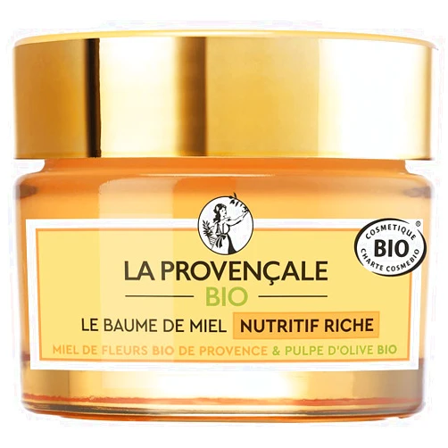 La Provençale Bio – Baume de Miel Nutritif Riche – Miel de Fleurs Bio IGP Provence et Pulpe d'Olive Bio – Pour Tous Types de Peau Même les Plus Sensibles - 50 ml