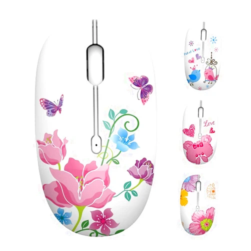 TENMOS M101 Wireless Mouse Cute Silent Computer Mice with USB Receiver, 2.4G Optical Wireless Travel Mouse 1600 DPI for Laptop, Notebook, PC, Computer (butterfly)
