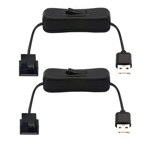 PNGKNYOCN 30cm USB to 3-Pin / 4-Pin PWM 5V USB Sleeved Fan Power Adapter Cable, with ON/Off Toggle(2-Pack