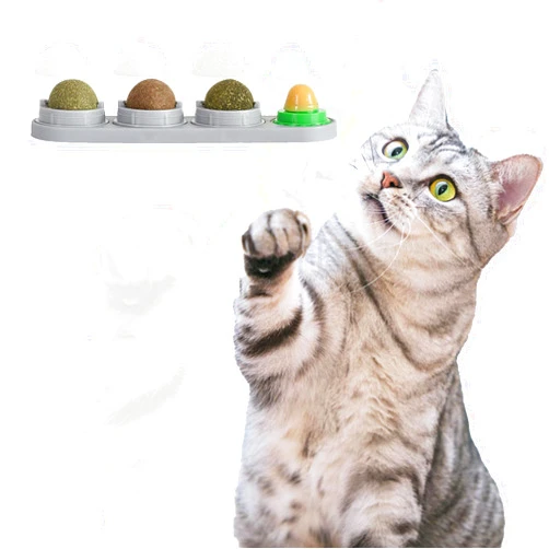 GATITOS Catnip Balls 3 Pcs, Catnip Ball for Cats Wall, Safe Healthy Kitten Chew Toys, Teeth Cleaning Dental Wall Treats, Edible Cats Lick Kitten Chew