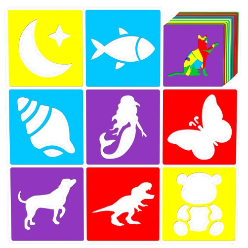 TMTECHJS 24 Piece Stencils for Kids Stencils for Painting Sidewalk Chalk Stencil Outdoor Garden Themed Stencil Kids Style Collection-5in