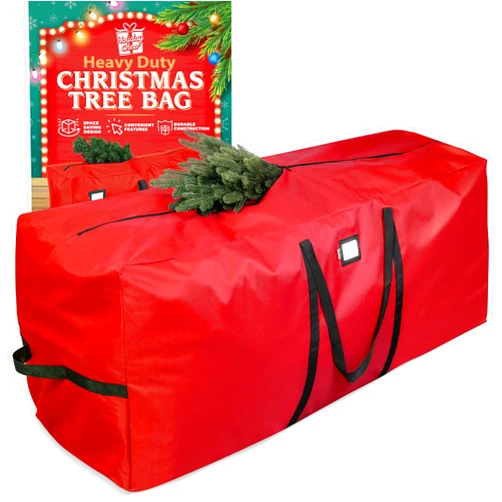 Holiday Cheer Christmas Storage Bag Heavy Duty Fits Up to 7.5ft Tall Artificial Tree, Waterproof with Durable Handles & Zipper Xmas Tree Storage Bag (RED)