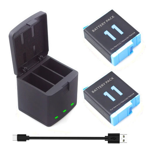E ERSY 2 Pack Batteries fit for GoPro Hero 11 Black/ Hero 10/ Hero 9 Black, 3-Channel Battery Charger Station for Hero 11/ Hero 10/ Hero 9