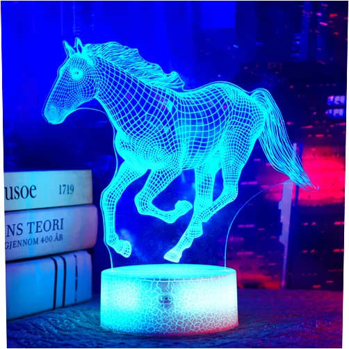 OkiyiD Horse Gifts for Girls, 3D Illusion Lamp, 3D Horse Night Light with 16 Colors Remote and Touch Control, Horses Decor for Kids Room, Girls Birthday Gifts