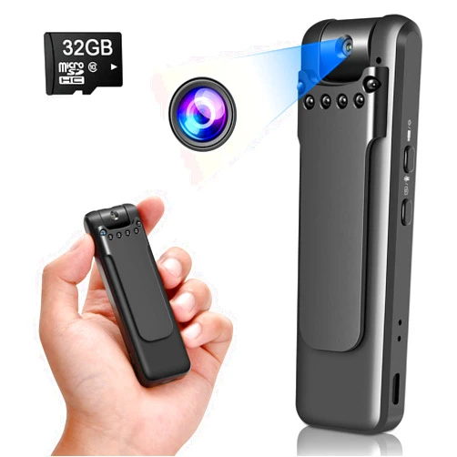 KOPUO Body Camera, Automatic Night Vision, Max 256G Memory, Portable Video Recording Device, Pocket Camera Ultra HD 1080P, Nanny Recorder for Home Outdoor Office and More(with 32G Super High Speed SD Card)