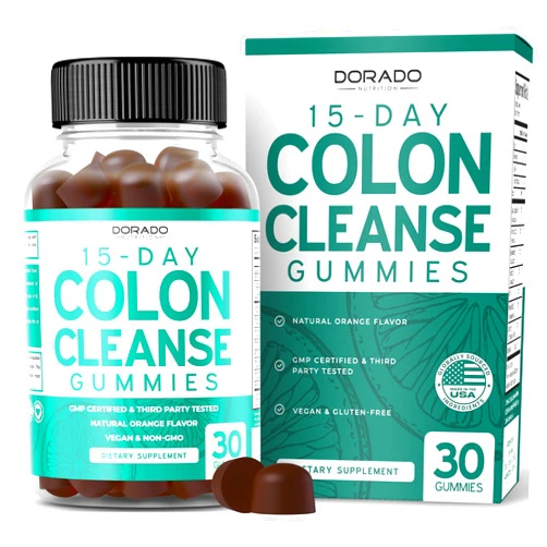 DORADO NUTRITION Colon Cleanse Gummies & Detox 15 Day Gut Cleanse (30 Gummies) Intestinal Cleanse & Probiotic for Gentle Laxative & Bowel Relief for Stomach Bloating - Third Party Tested, Vegan, Non-GMO - USA Made