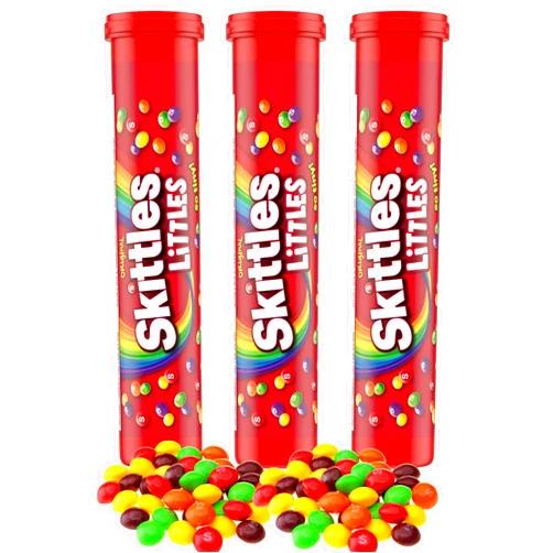 Munch Mania Skittles Littles Original Chewy Candy, Share Size Mega Tube 1.9 oz (Pack of 3) - Fun Size, Skittles Candy, Mini Skittles, Variety Pack, Individual Packs, Easter, Valentines, Halloween, Christmas - Comes in Munch Mania Packaging