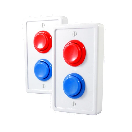 2FY2SW Arcade Light Switch Plate Cover, Single Switch (2 Pack- White/Red/Blue), 1-Gang Standard Size Rocker Wall Plate, Game Room Decorator, Kid Bedroom Wallplate, Faceplate Replacement