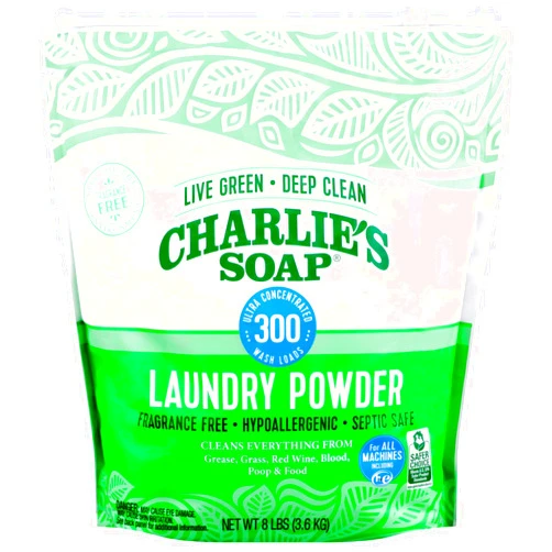 Charlie's Soap Charlie’s Soap Hypoallergenic Laundry Detergent Powder Baby Gentle 8lb Bag Fragrance Free Plant Based Deep Cleaning – Biodegradable Eco Friendly Sustainable