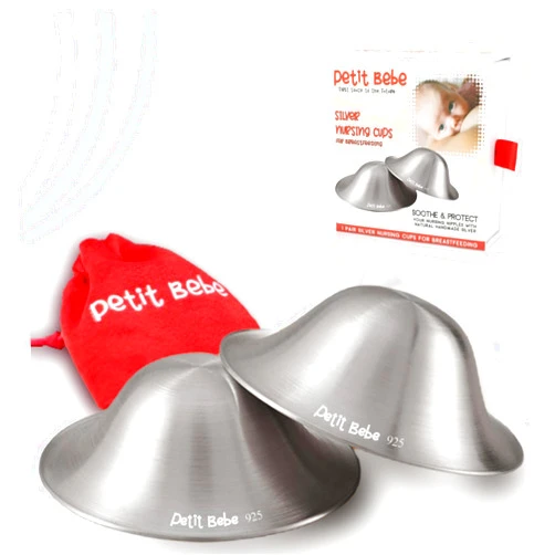Petit Bebe The Original Silver Nursing Cups Large, Nipple Shields for Nursing Newborn, 925 Silver Nipple Cover Guards, Soothe and Protect Sore Nipples, Newborn Essentials Must Haves, No Need Cream