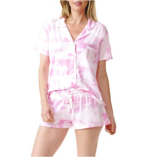 Splendid Women's 2pc Short Sleeve Notch Collar Pj Set