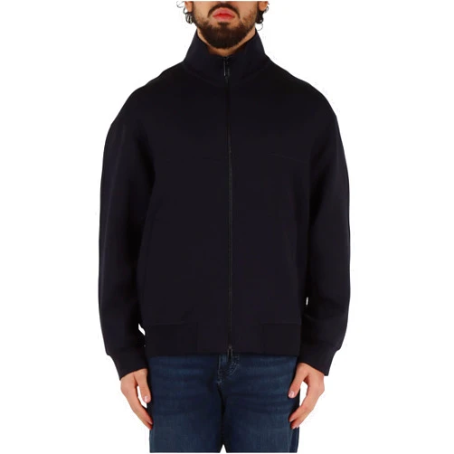 Armani Exchange mens Blue Edition Full Zip Mockneck