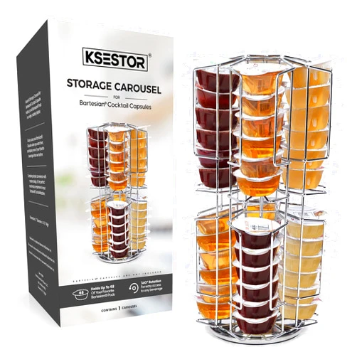 Ksestor Storage Carousel for Bartesian Capsules Holds up to 48 Bartesian Pods - 360-Degree Rotation - Bartesian Pod Holder - Bartesian - Bartesian Cocktail Machine