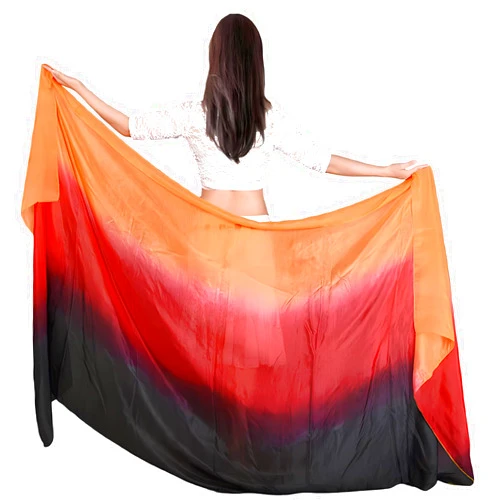 WEISIPU Women's Hand-Made Belly Dance Silk Scarf Veils Beautiful Gradual Colors Professional Performances 1.14x2.5m / 98